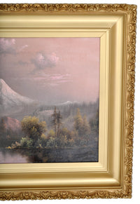 "Sunset on Mount Hood, Oregon," Antique Oil on Canvas by the Oregon Artist Eliza Barchus (1857-1959), Circa 1910
