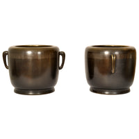 Pair 19th Century Antique Japanese Meiji Period Bronze Hibachi Censers, Circa 1890