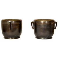 Pair 19th Century Antique Japanese Meiji Period Bronze Hibachi Censers, Circa 1890