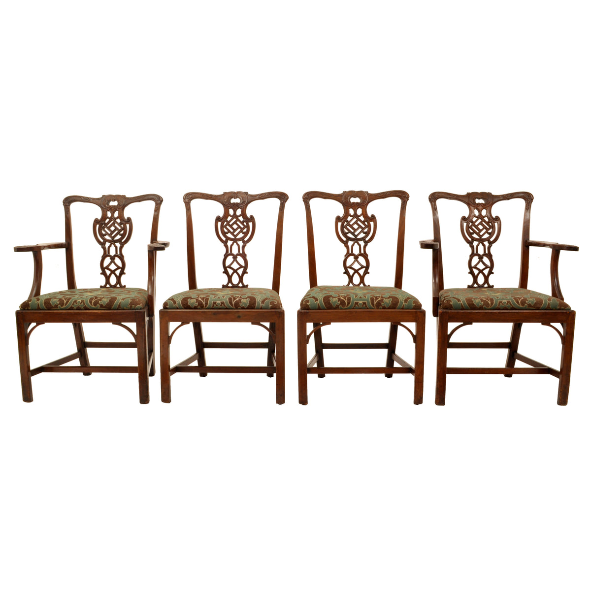 Set of Four Antique 19th Century Carved Mahogany Chippendale Dining Chairs, circa 1890