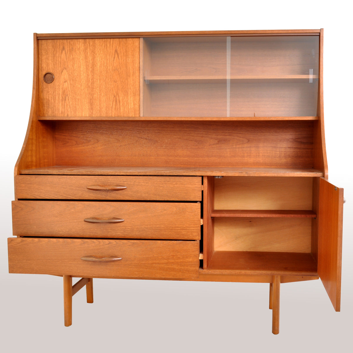 Mid-Century Modern Danish Twin Tier Teak Credenza / Sideboard / Buffet, 1960s