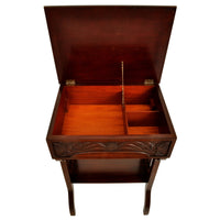 Antique Art Nouveau Scottish Arts & Crafts Carved Walnut Sewing Work Table, circa 1900