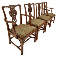 Set of Four Antique 19th Century Carved Mahogany Chippendale Dining Chairs, circa 1890