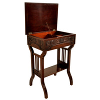 Antique Art Nouveau Scottish Arts & Crafts Carved Walnut Sewing Work Table, circa 1900