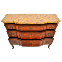 Antique French Louis XV Inlaid Parquetry Ormolu Marble Top Commode / Chest, circa 1780