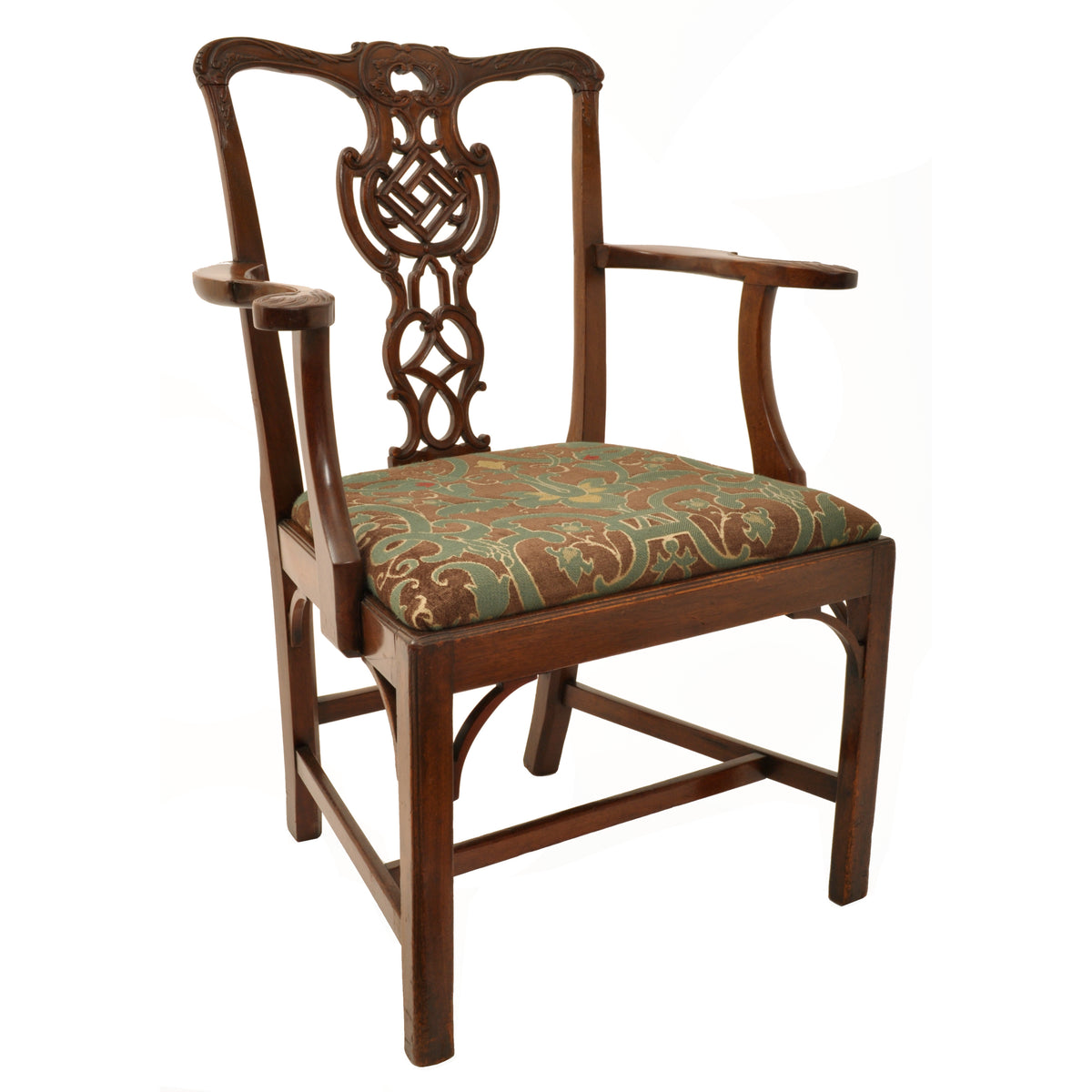 Set of Four Antique 19th Century Carved Mahogany Chippendale Dining Chairs, circa 1890