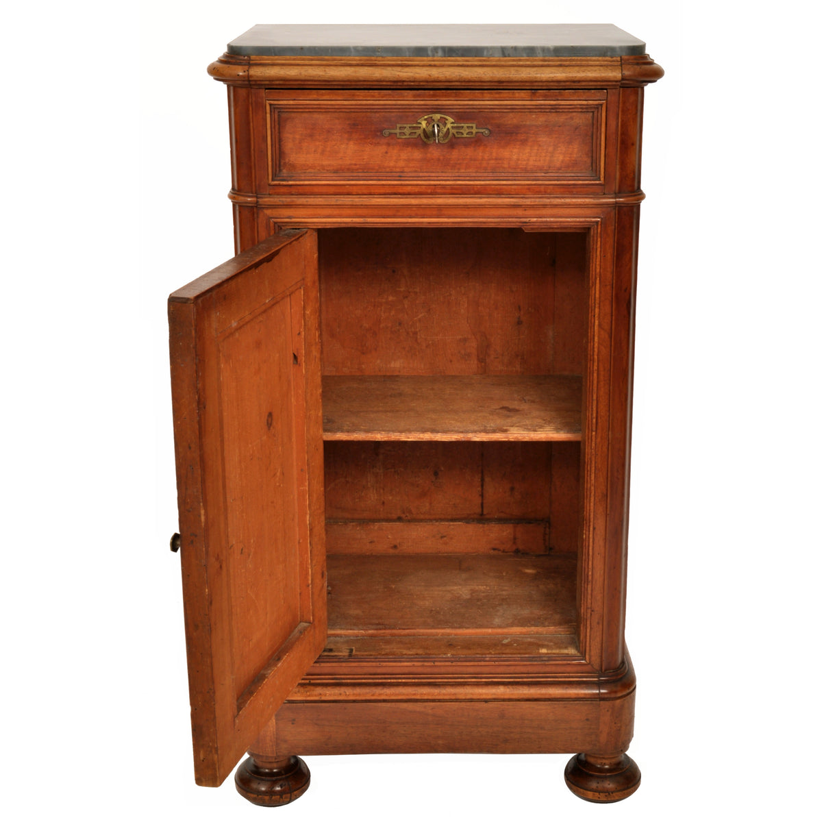 Pair of Antique 19th Century Italian Marble Top Night Stands / Cabinets, circa 1880