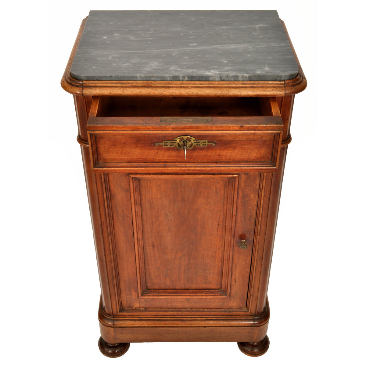 Pair of Antique 19th Century Italian Marble Top Night Stands / Cabinets, circa 1880