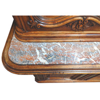 Antique French Carved Walnut & Marble Louis XV Buffet / Vitrine / Bookcase, circa 1880