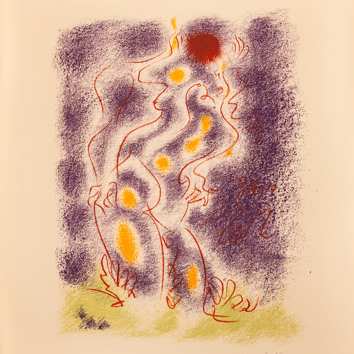 Original French Surrealist MCM Modernist Signed Abstract Lithograph Andre Masson