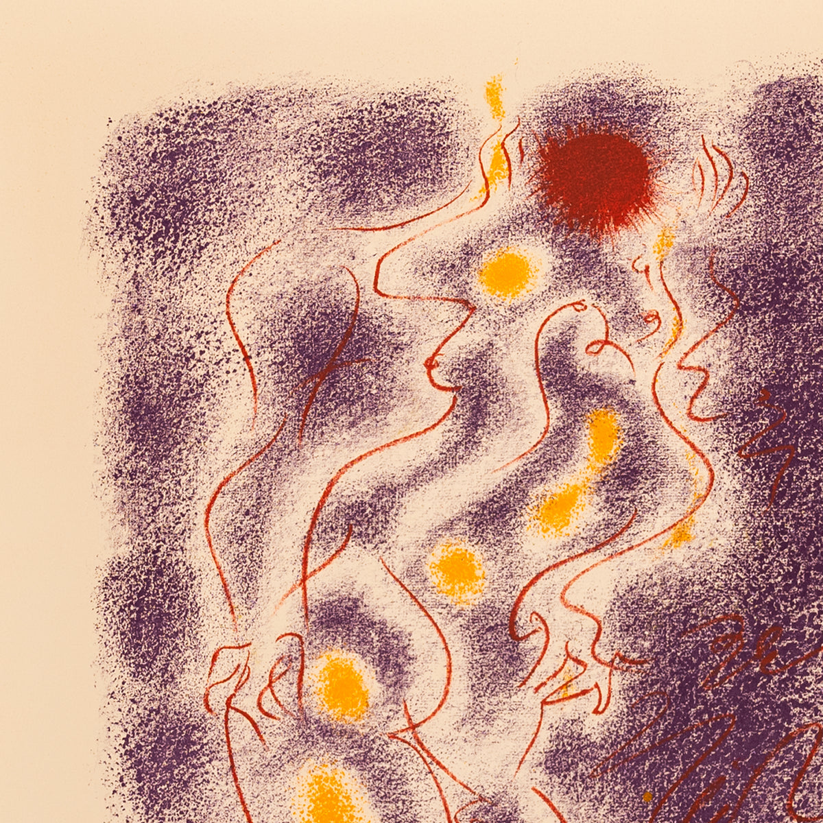 Original French Surrealist MCM Modernist Signed Abstract Lithograph Andre Masson