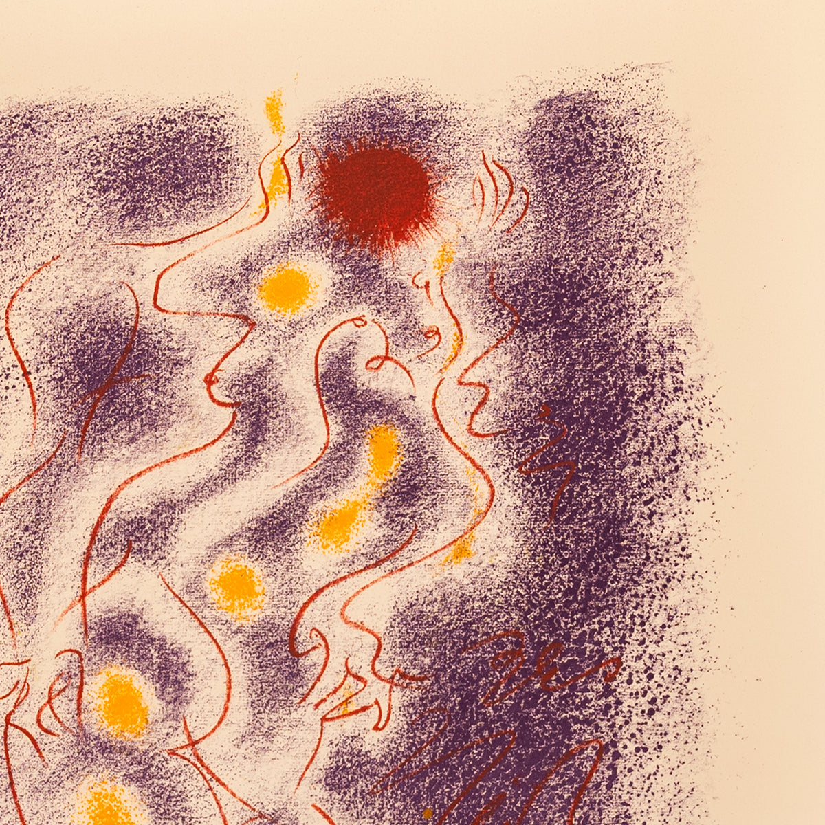 Original French Surrealist MCM Modernist Signed Abstract Lithograph Andre Masson