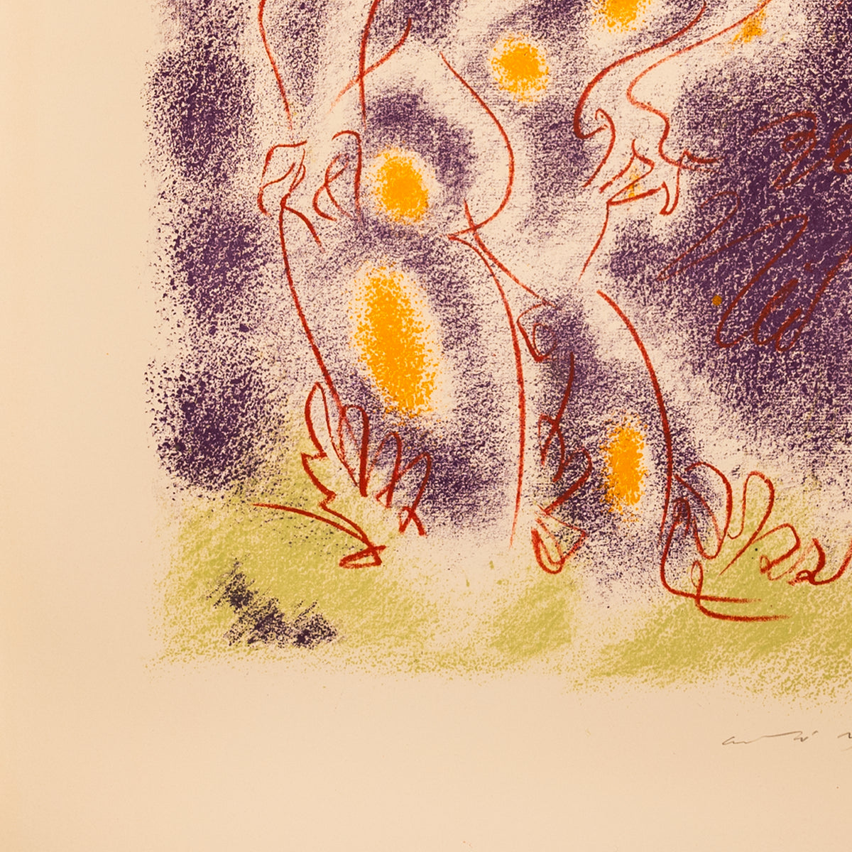 Original French Surrealist MCM Modernist Signed Abstract Lithograph Andre Masson