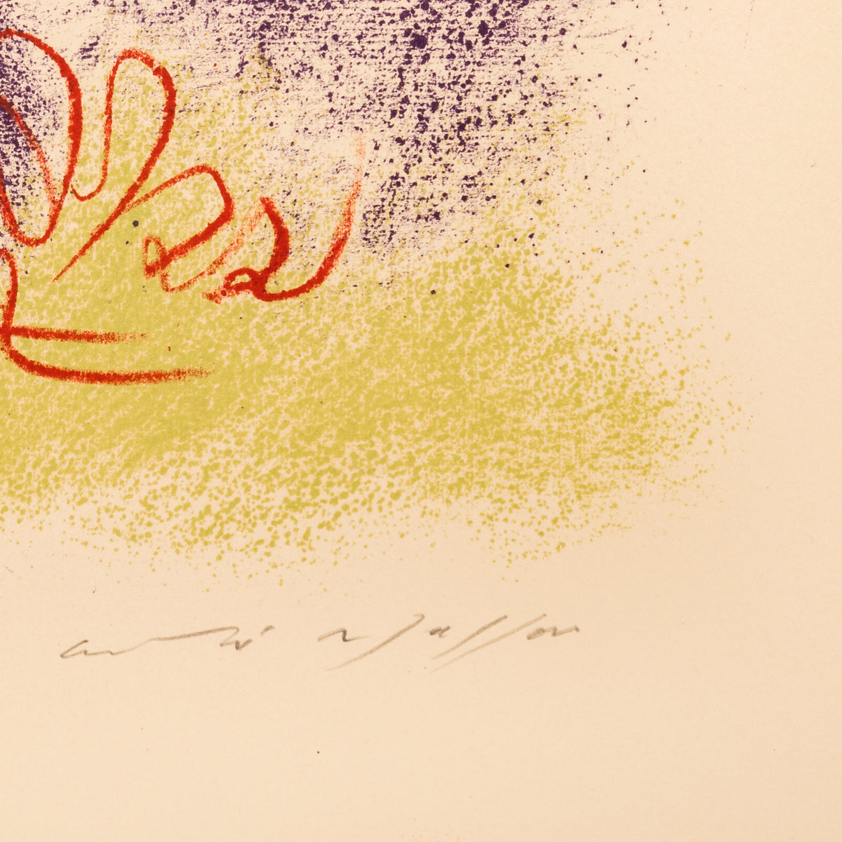 Original French Surrealist MCM Modernist Signed Abstract Lithograph Andre Masson