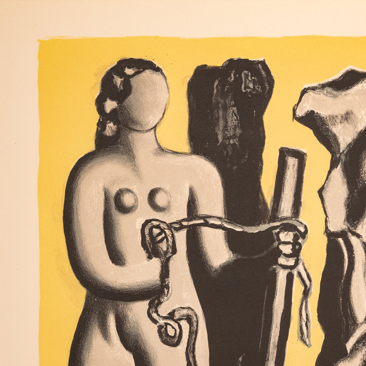 Original French MCM Modernist Signed Abstract Lithograph Fernand Leger 1952