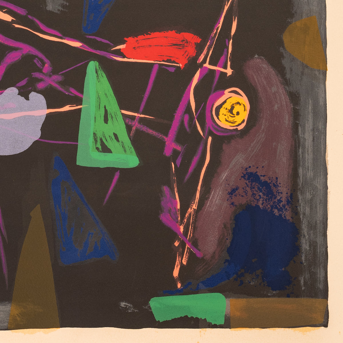 Original Italian MCM Modernist Signed Abstract Lithograph Marino Marini, 1969