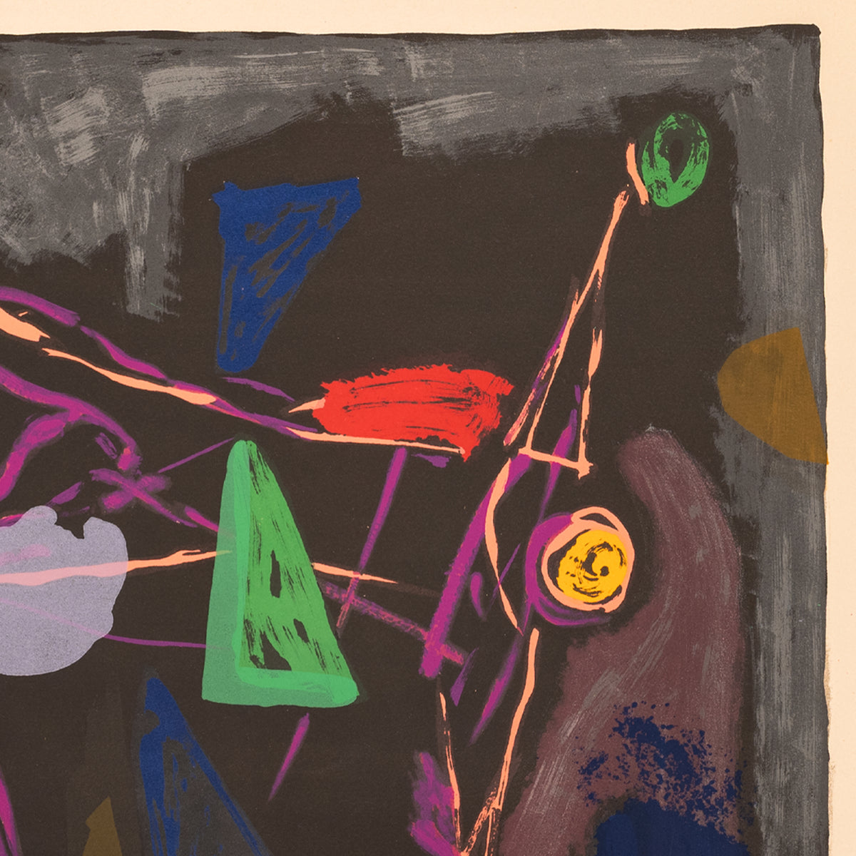 Original Italian MCM Modernist Signed Abstract Lithograph Marino Marini, 1969
