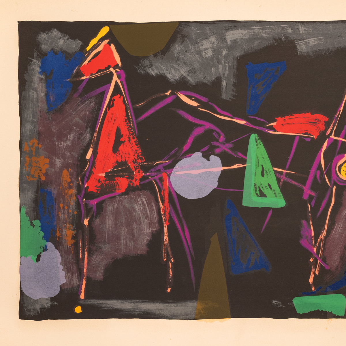 Original Italian MCM Modernist Signed Abstract Lithograph Marino Marini, 1969