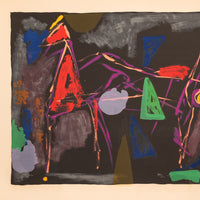 Original Italian MCM Modernist Signed Abstract Lithograph Marino Marini, 1969