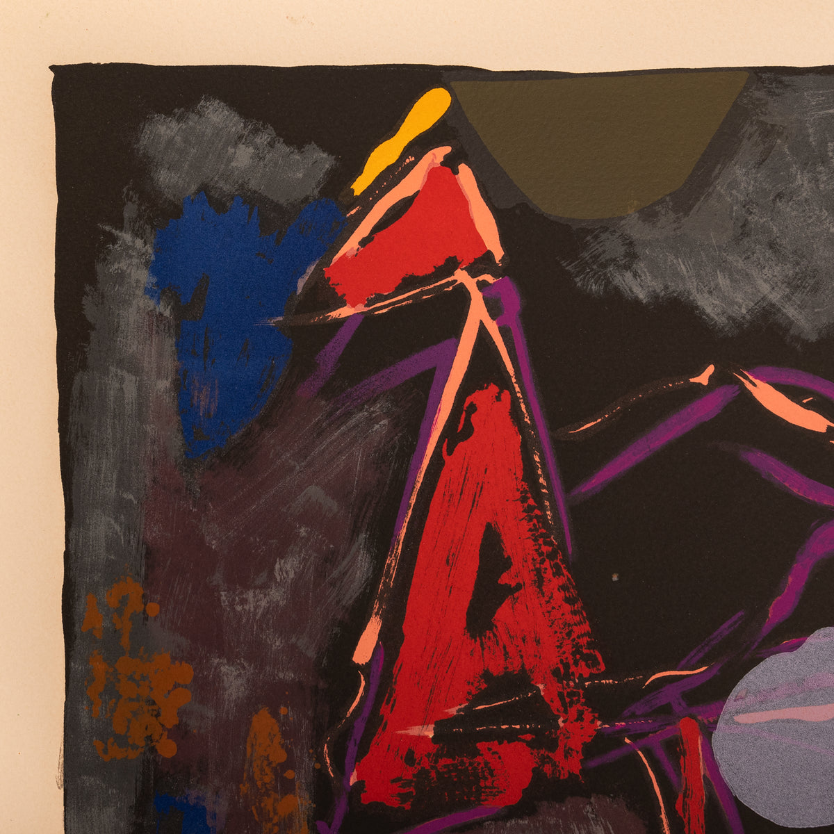 Original Italian MCM Modernist Signed Abstract Lithograph Marino Marini, 1969