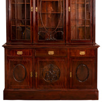 Antique Pair 19th Century Mahogany Bibliotheque Library Bookcase Cabinets, Circa 1880