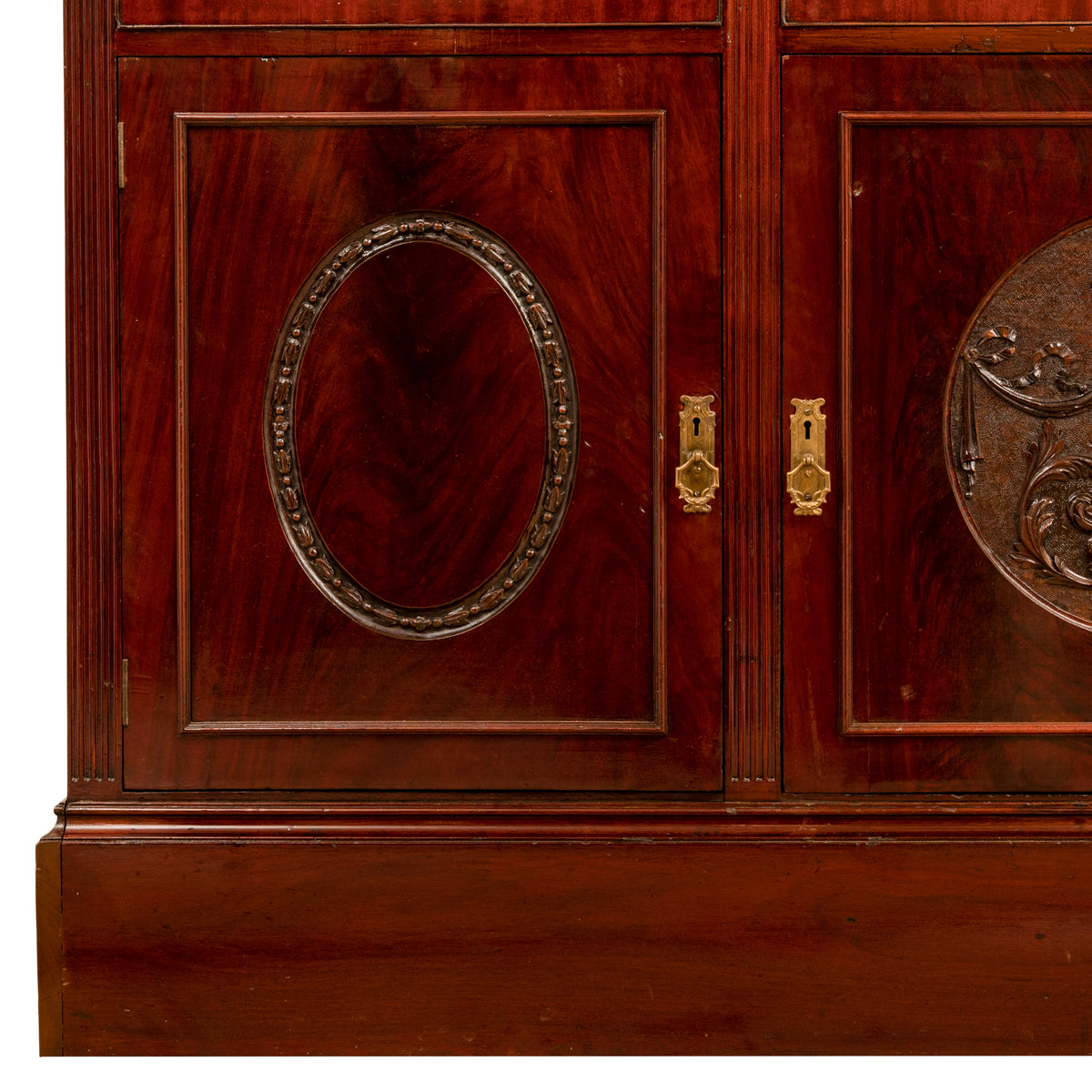 Antique Pair 19th Century Mahogany Bibliotheque Library Bookcase Cabinets, Circa 1880