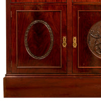 Antique Pair 19th Century Mahogany Bibliotheque Library Bookcase Cabinets, Circa 1880