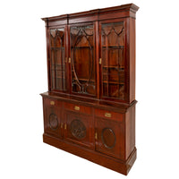 Antique Pair 19th Century Mahogany Bibliotheque Library Bookcase Cabinets, Circa 1880