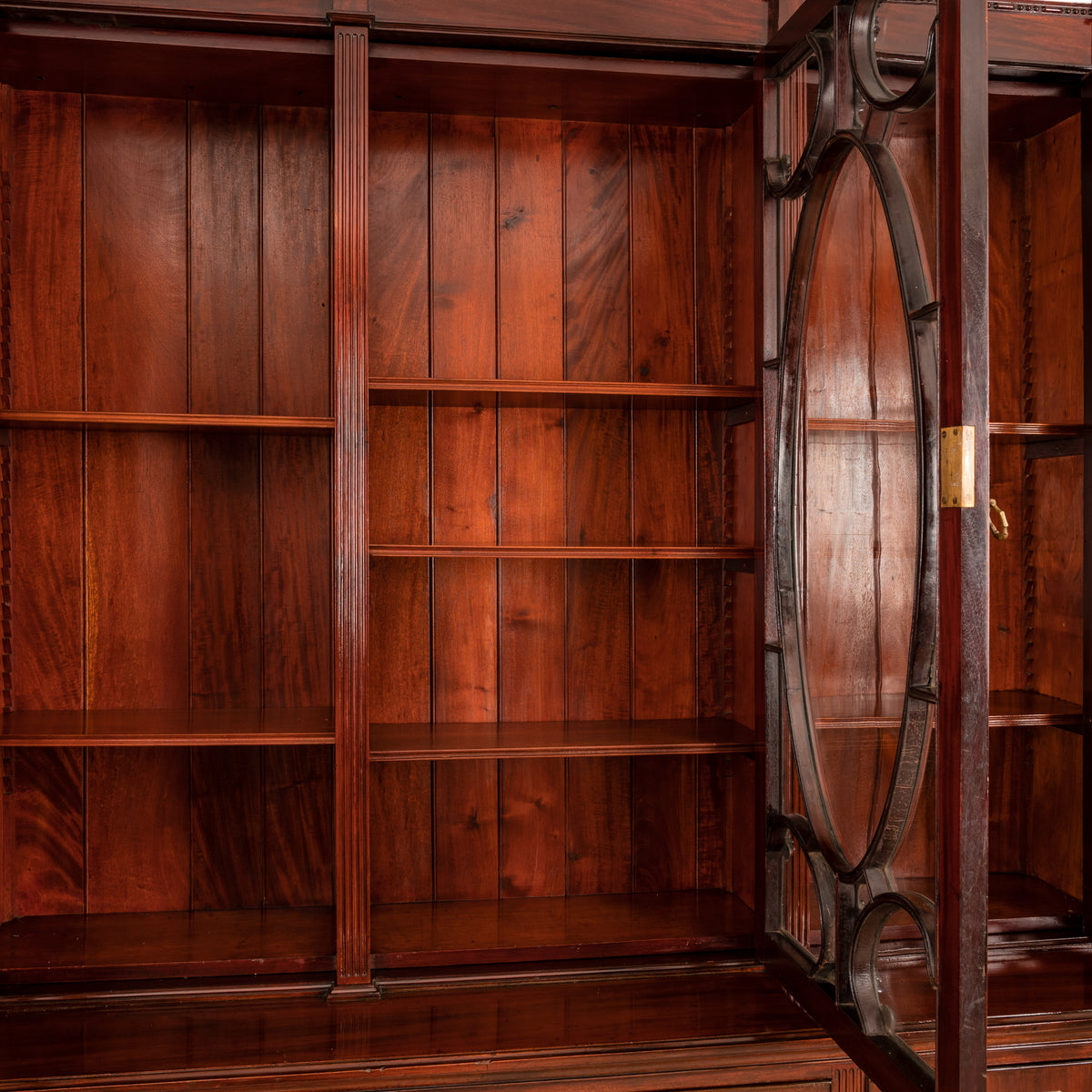 Antique Pair 19th Century Mahogany Bibliotheque Library Bookcase Cabinets, Circa 1880