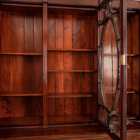 Antique Pair 19th Century Mahogany Bibliotheque Library Bookcase Cabinets, Circa 1880