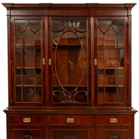 Antique Pair 19th Century Mahogany Bibliotheque Library Bookcase Cabinets, Circa 1880