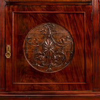 Antique Pair 19th Century Mahogany Bibliotheque Library Bookcase Cabinets, Circa 1880