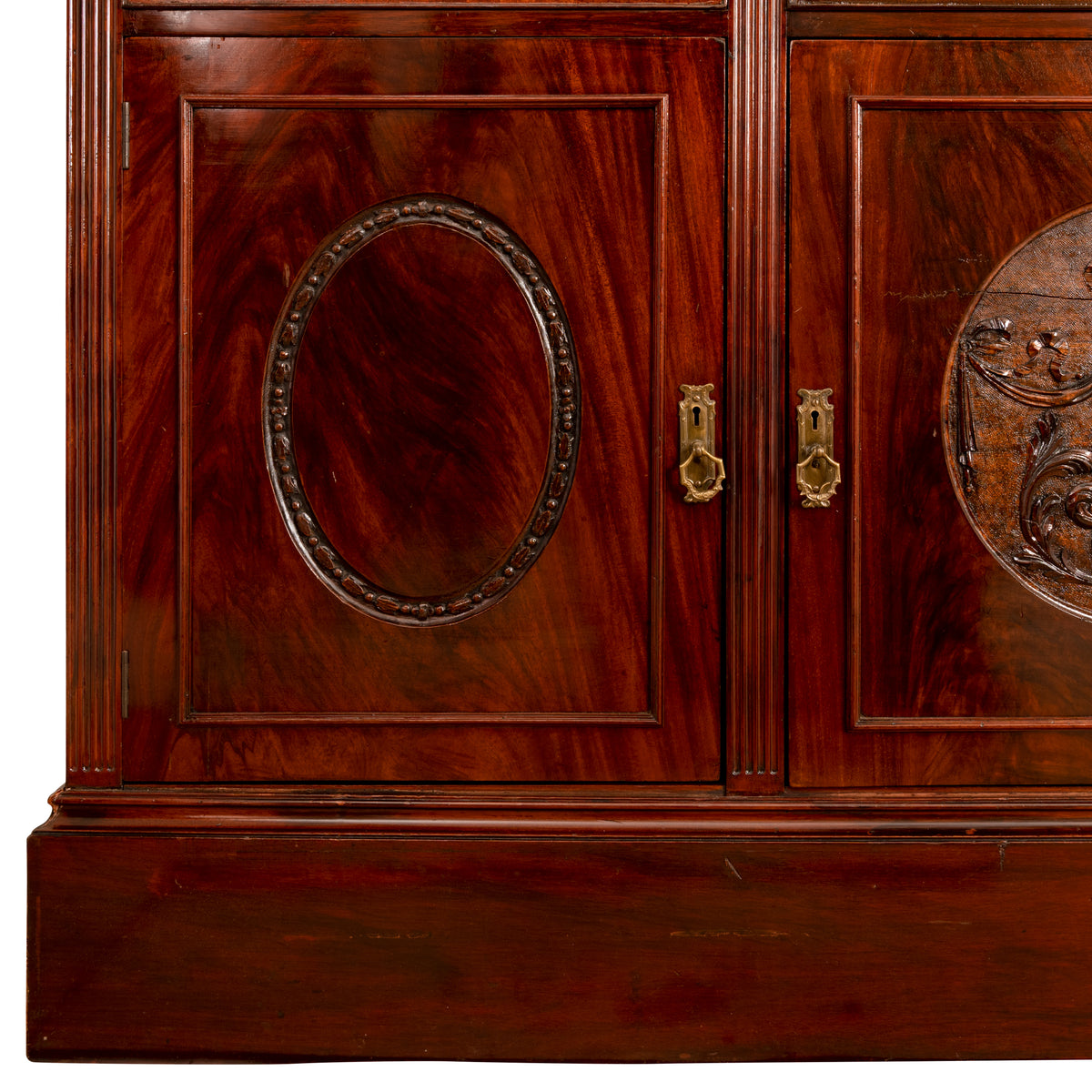 Antique Pair 19th Century Mahogany Bibliotheque Library Bookcase Cabinets, Circa 1880