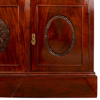 Antique Pair 19th Century Mahogany Bibliotheque Library Bookcase Cabinets, Circa 1880