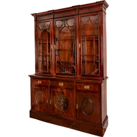 Antique Pair 19th Century Mahogany Bibliotheque Library Bookcase Cabinets, Circa 1880
