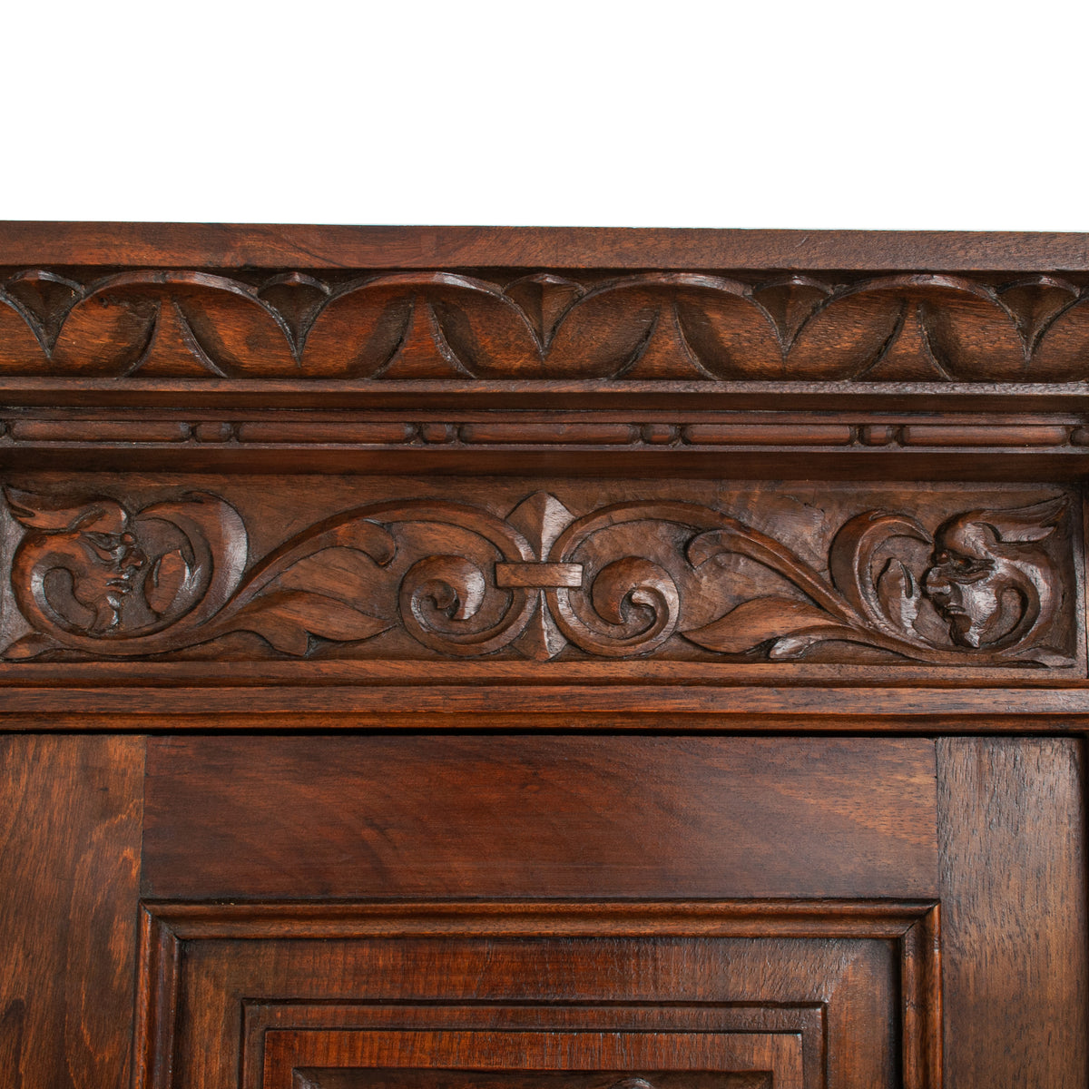 Antique Italian Carved Walnut Renaissance Revival Griffin Display Cabinet Buffet