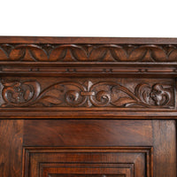 Antique Italian Carved Walnut Renaissance Revival Griffin Display Cabinet Buffet