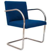 Pair Knoll Mid Century Modern Blue Chrome BRNO Mies Van Der Rohe Chairs,1980