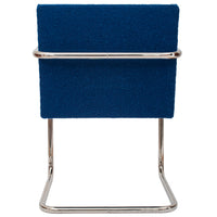 Pair Knoll Mid Century Modern Blue Chrome BRNO Mies Van Der Rohe Chairs,1980