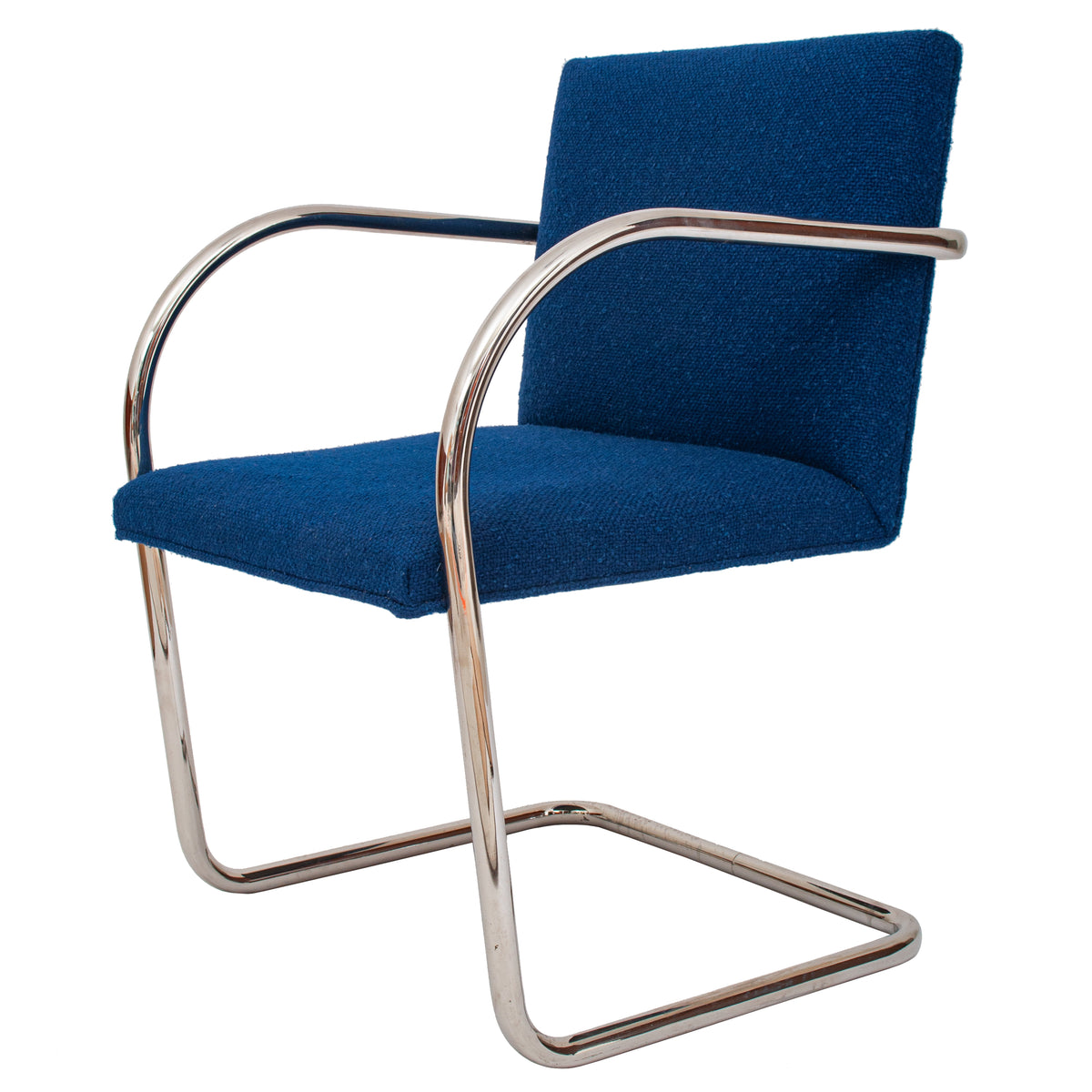 Pair Knoll Mid Century Modern Blue Chrome BRNO Mies Van Der Rohe Chairs,1980