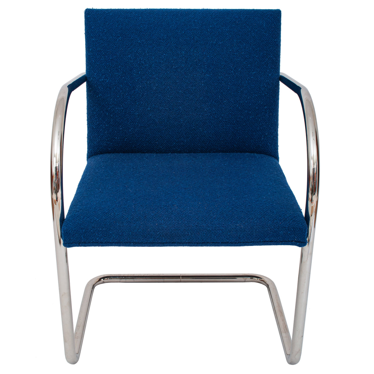 Pair Knoll Mid Century Modern Blue Chrome BRNO Mies Van Der Rohe Chairs,1980