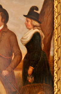 Antique Country House Georgian Hunting Portrait, Oil on Canvas, circa 1750