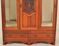 Antique English Satin Walnut Armoire/Wardrobe/Compactum, Circa 1880