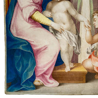 Italian Renaissance Tempera on Parchment Painting Holy Family by Giuseppe Cesari Circa 1595