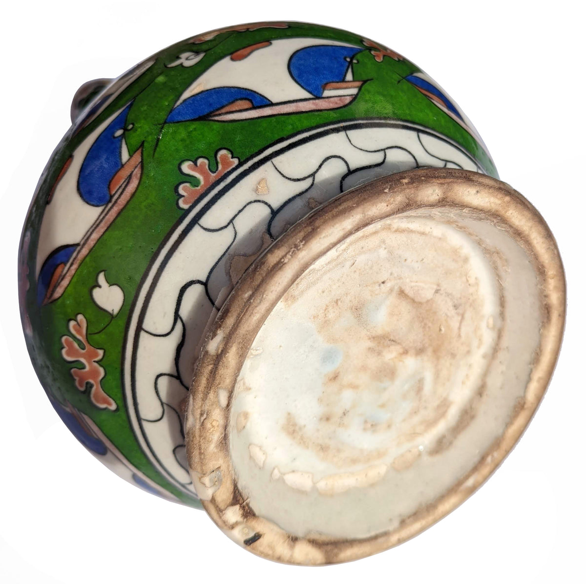 Antique 19th Century Iznik Style Islamic Pottery Bottle Shaped Vase, Samson, circa 1880