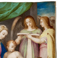 Italian Renaissance Tempera on Parchment Painting Holy Family by Giuseppe Cesari Circa 1595