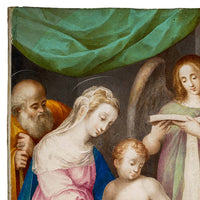 Italian Renaissance Tempera on Parchment Painting Holy Family by Giuseppe Cesari Circa 1595