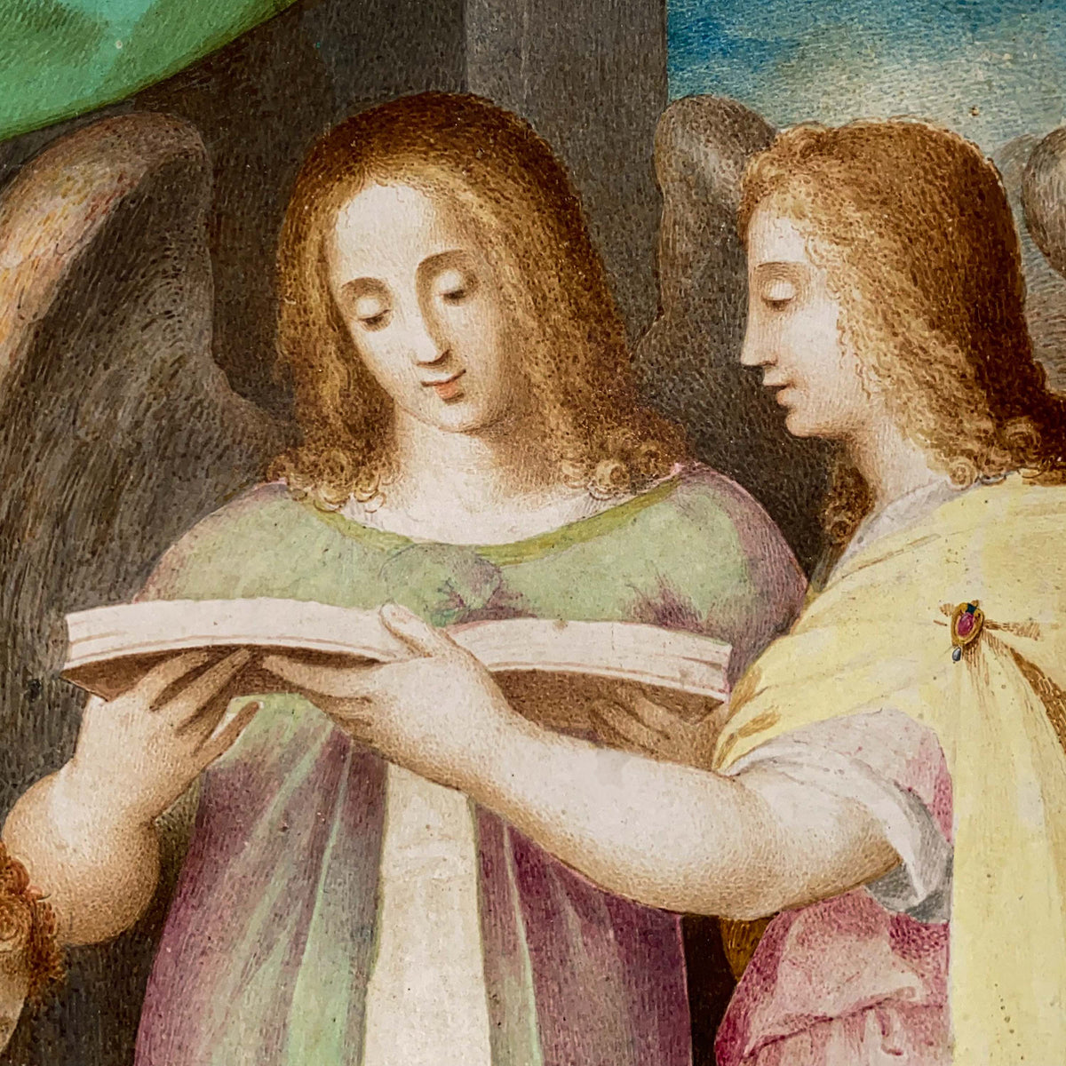 Italian Renaissance Tempera on Parchment Painting Holy Family by Giuseppe Cesari Circa 1595