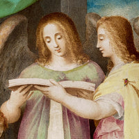 Italian Renaissance Tempera on Parchment Painting Holy Family by Giuseppe Cesari Circa 1595