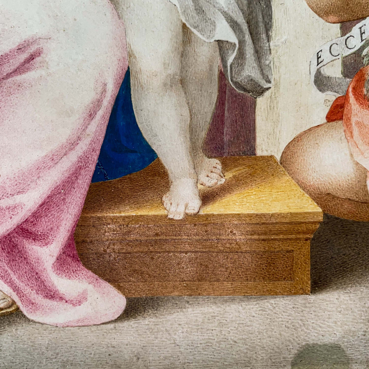 Italian Renaissance Tempera on Parchment Painting Holy Family by Giuseppe Cesari Circa 1595
